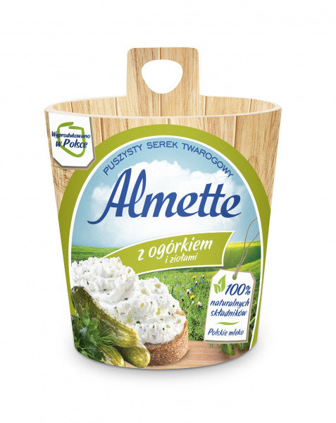 Almette Puszysty serek twarogowy z ogórkiem i ziołami 150 g